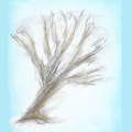 Pastellkreidezeichnung eines Baumes im Winter